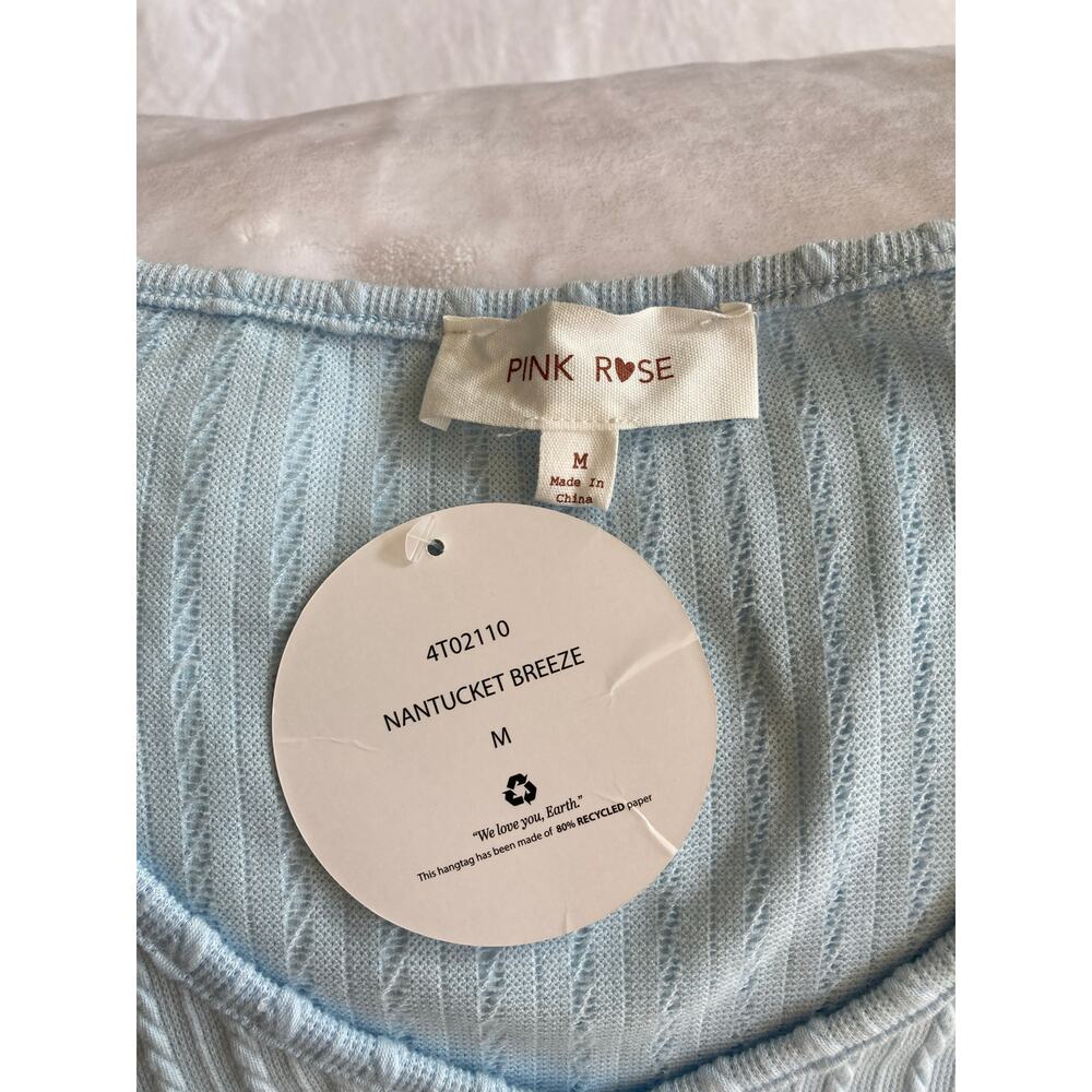 NWT Baby Blue Ribbed Cropped Cover Up/Bolero /Sweater Size M (Juniors) - Picture 6 of 8